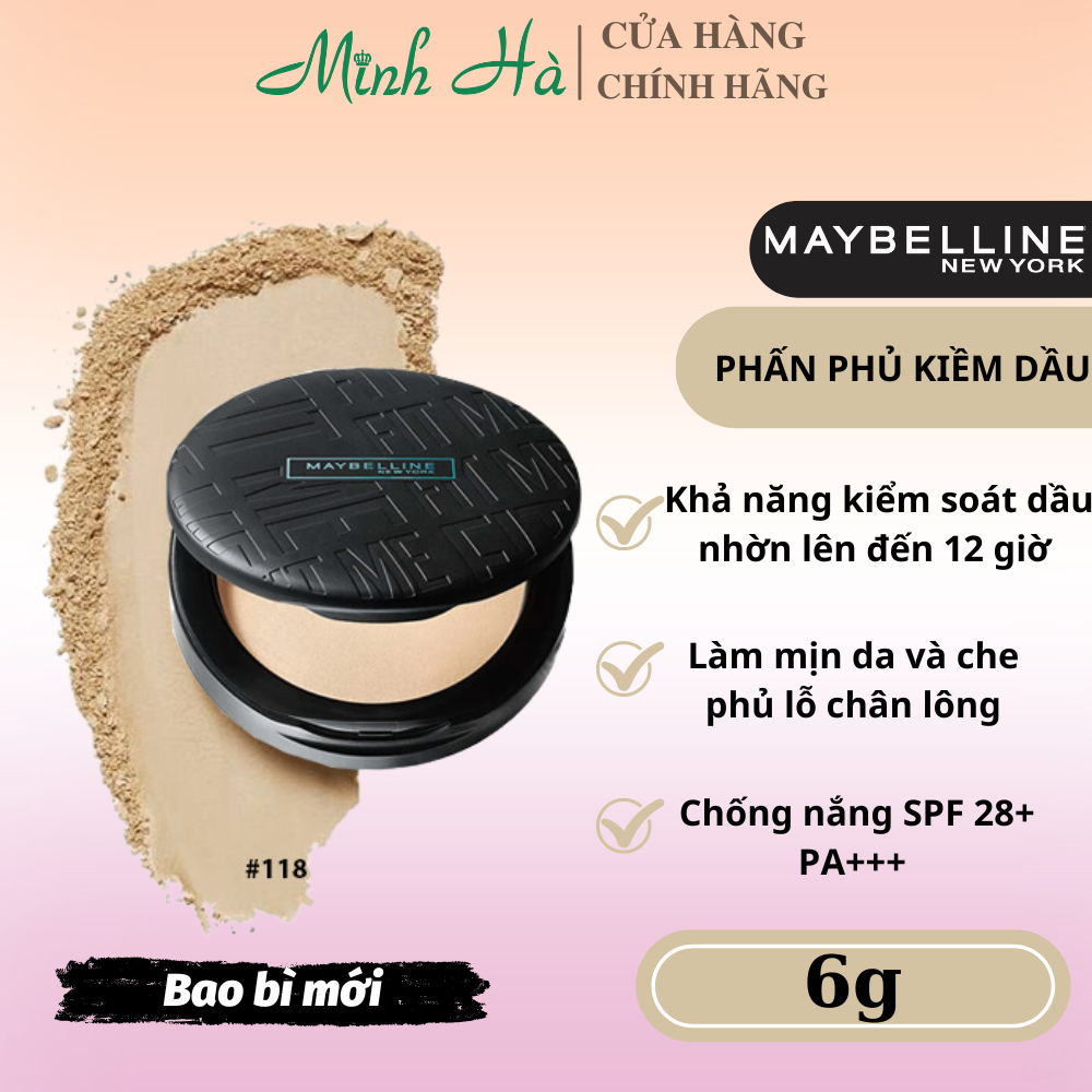 Phấn Maybelline Fit Me Matte Poreless Powder 12 Oil Control SPF28 PA+++ 6g giúp che phủ hoàn hảo