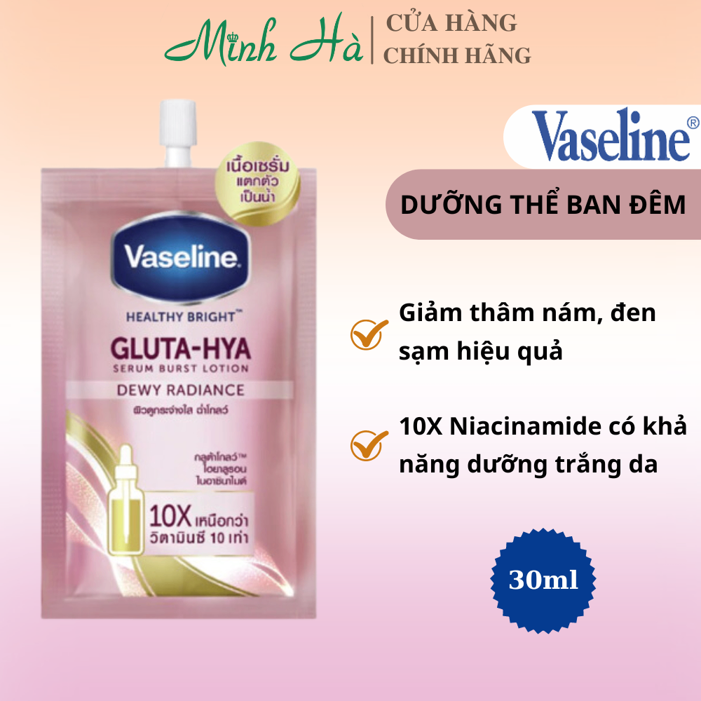 Dưỡng thể dưỡng trắng và chống nắng body Vaseline Healthy Bright 30ml dưỡng sáng chuyên sâu, sáng tự nhiên