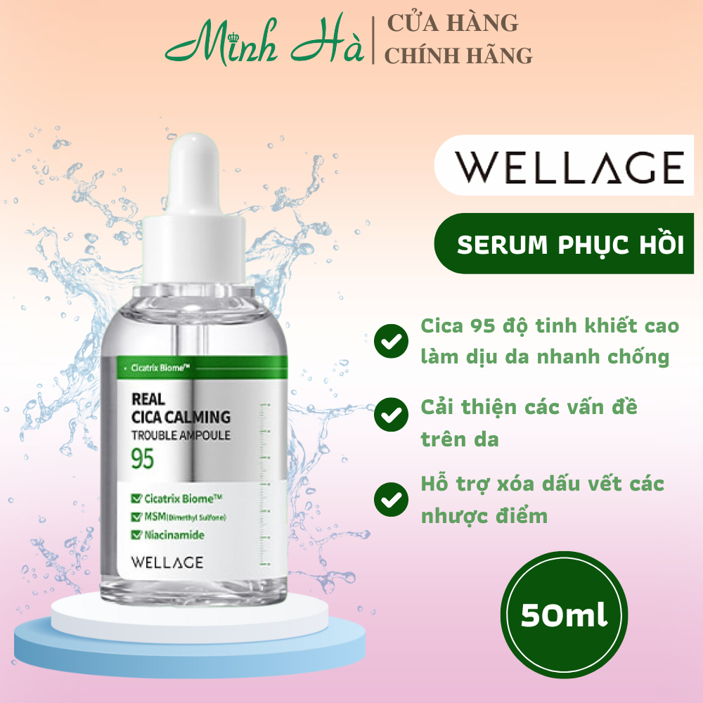 Tinh chất WELLAGE Real Ciaca Calming 95 Trouble Ampoule 50ml làm dịu làn da mụn, cấp ẩm chuyên sâu