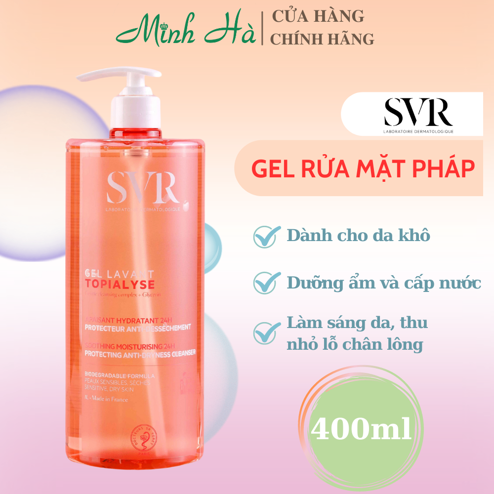 Gel rửa mặt SVR Sebiaclear + Physiopure Gelee + Topialyse Lavant 400ml giúp làm sạch sâu, kiểm soát dầu và ngăn mụn