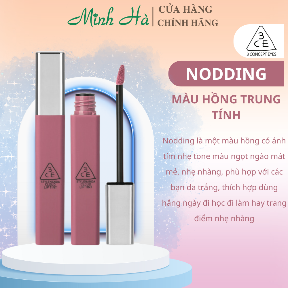 Son kem lì 3CE Cloud Lip Tint 4g bám lâu, lên màu chuẩn