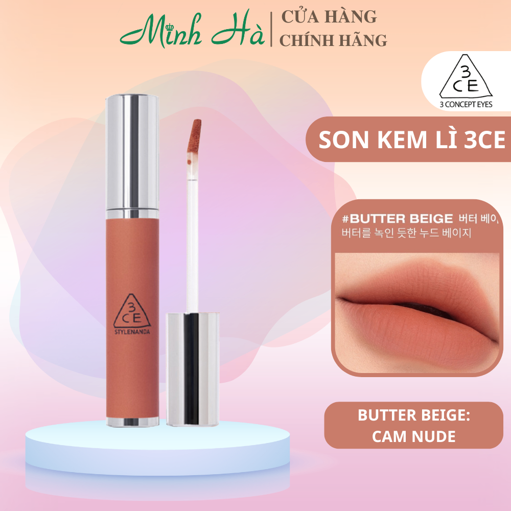 Son kem lì 3CE Hazy Lip Clay 4g mềm mịn môi giữ màu tốt
