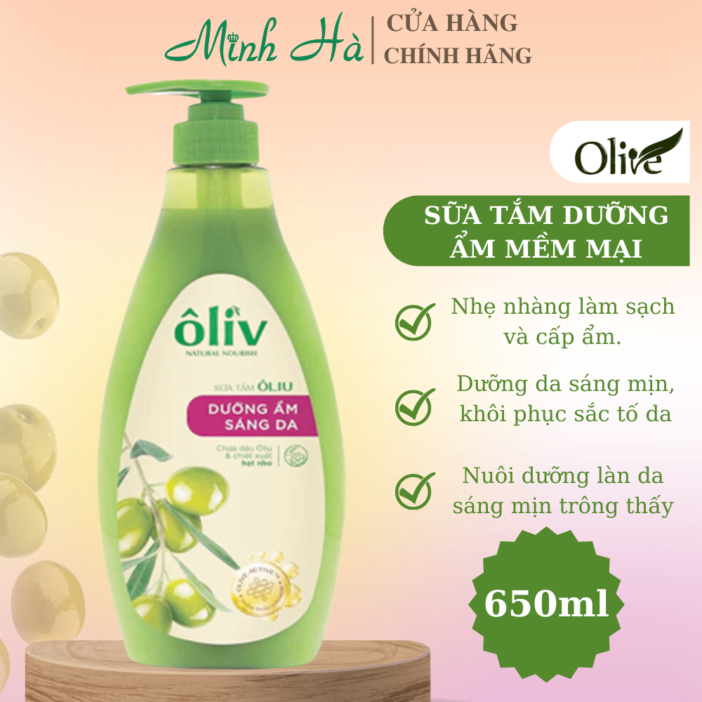 Sữa tắm Ôliv 250/650ml dưỡng ẩm sáng da