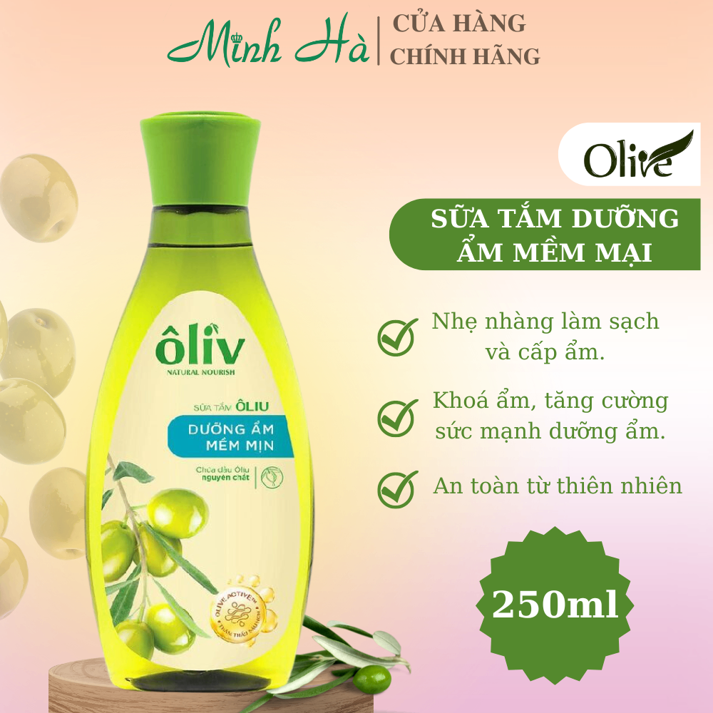 Sữa tắm Ôliv Natural Nourish dưỡng ẩm mềm mịn 650ml chứa dầu ôliu nguyên chất cung cấp thêm độ ẩm cho da