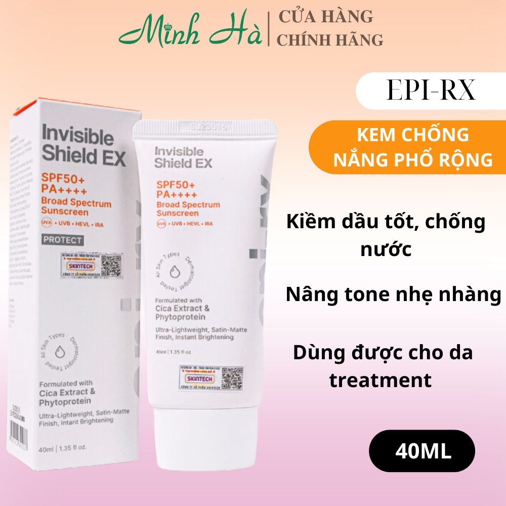 Kem chống nắng phổ rộng EPI-RX Invisible Shield EX SPF50+ PA++++ 40ml làm dịu bảo vệ da hiệu quả