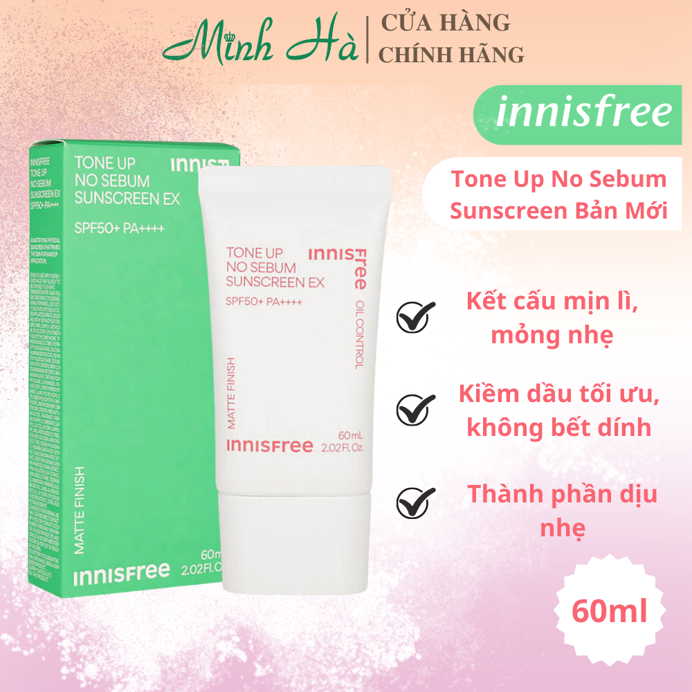 Kem chống nắng Innisfree Tone Up No Sebum Sunscreen EX 60ml kiềm dầu bảo vệ da