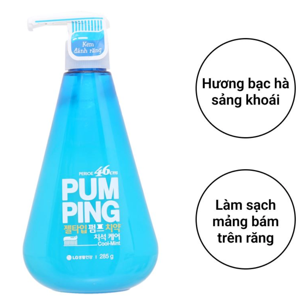 Kem đánh răng LG Perioe Pumping Herb 285g dạng gel loại bỏ thức ăn dư thừa hơi thở thơm mát