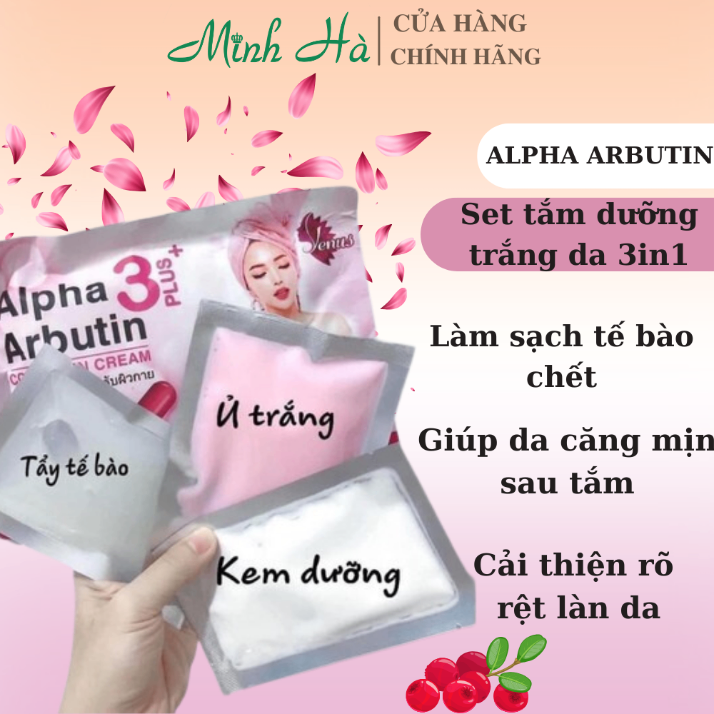 Set tắm dưỡng trắng da 3in1 Alpha Arbutin Thái Lan giúp làn da mềm mịn trắng sáng