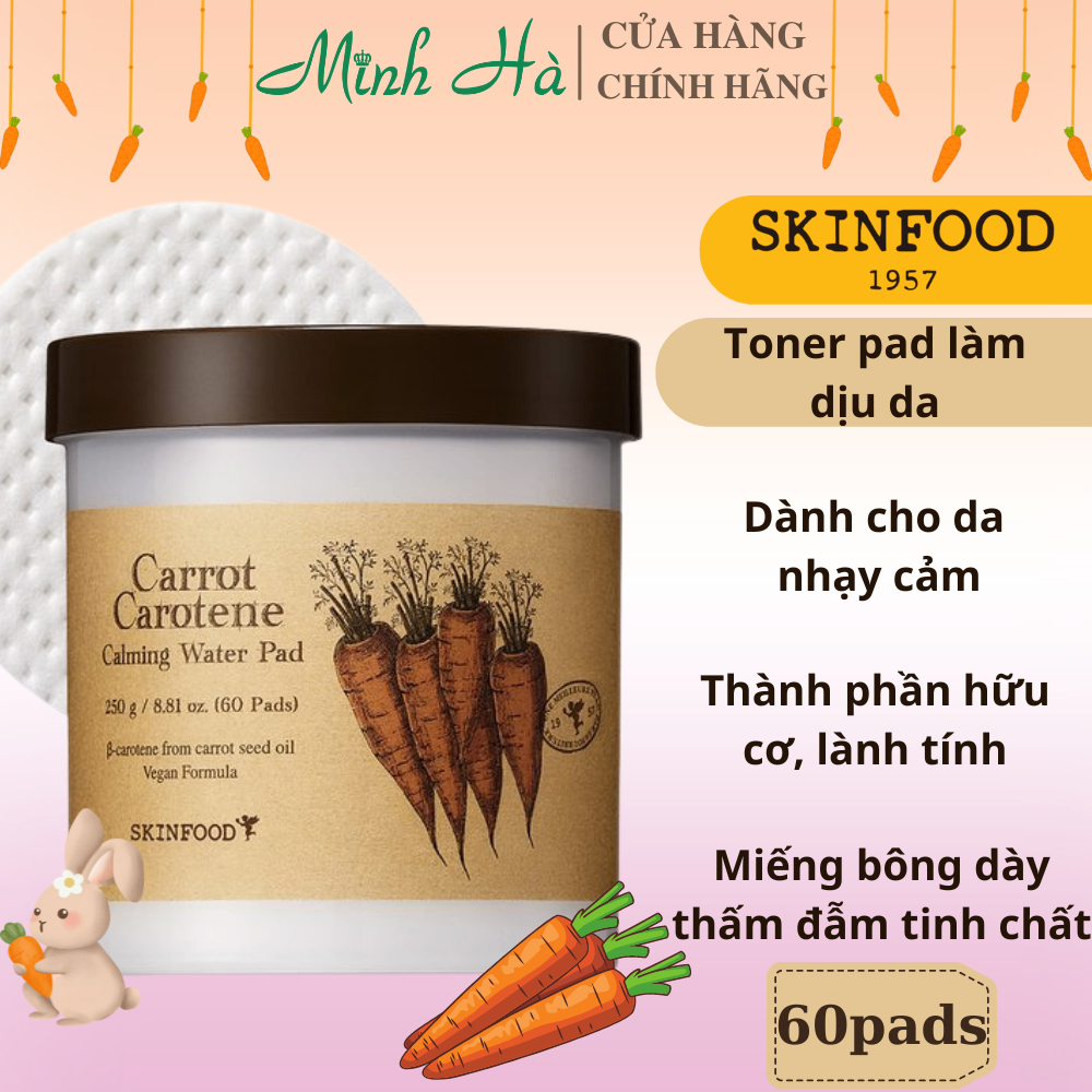 Toner pad Skinfood Pad 60 miếng 250g dưỡng ẩm dịu nhẹ thuần chay