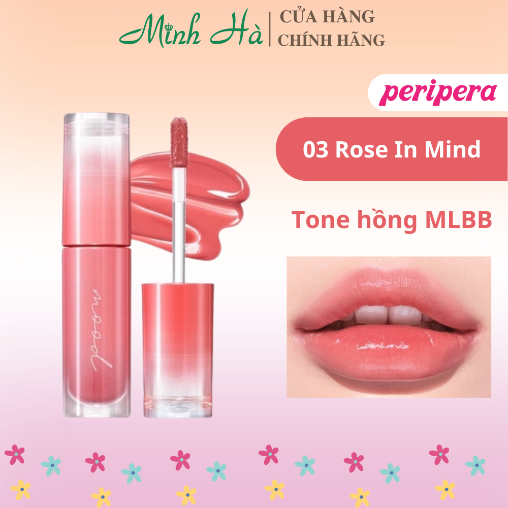 Son bóng Peripera Ink Mood Glowy Tint 4g lên màu chuẩn lâu trôi