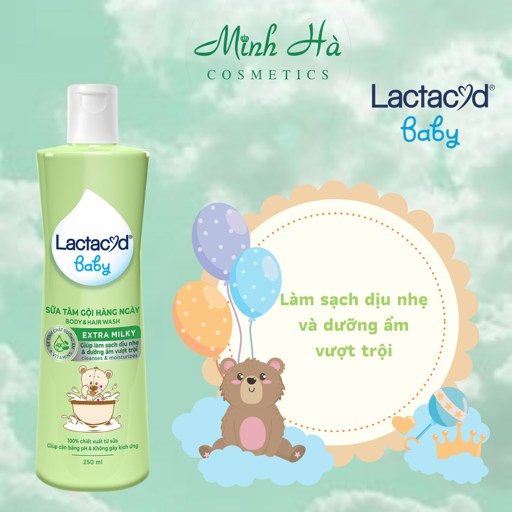 Sữa tắm gội dưỡng da cho em bé Lactacyd Baby 250ml duy trì ổn định độ pH tự nhiên, giúp bảo vệ da