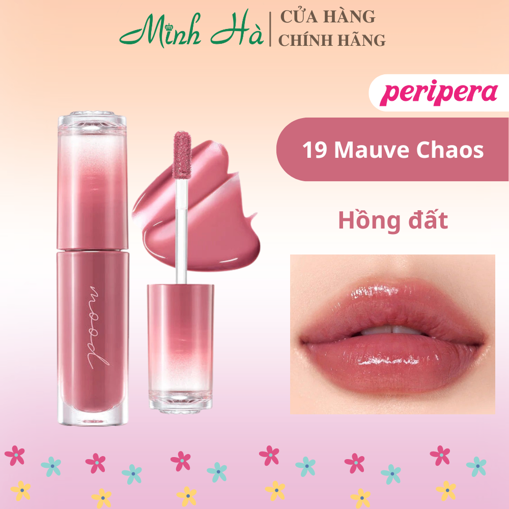 Son bóng Peripera Ink Mood Glowy Tint 4g lên màu chuẩn lâu trôi