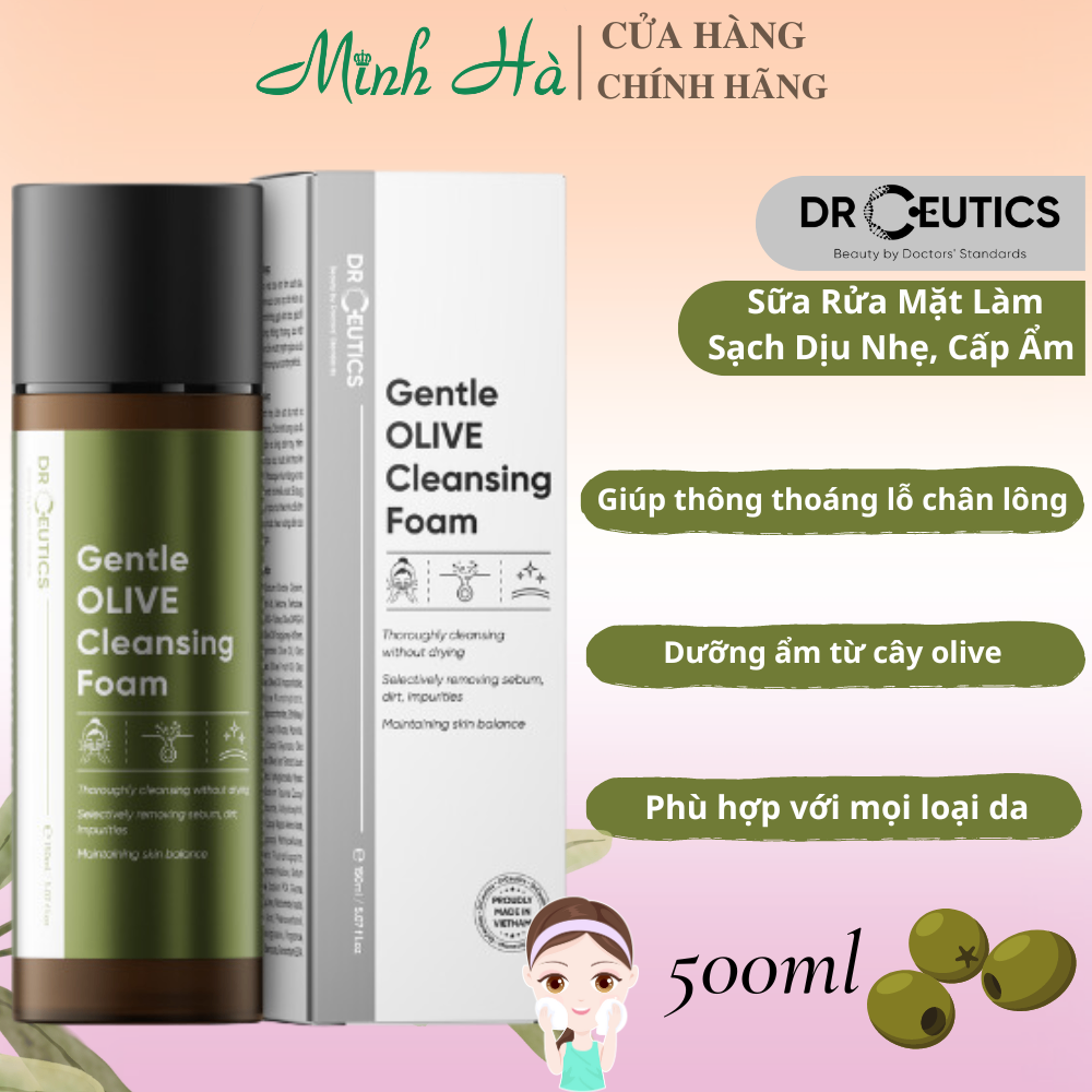 Sữa rửa mặt dưỡng ẩm Drceutics Gentle OLIVE Cleansing Foam Special Edition 150ml bản tự tâm sạch sâu cho mọi làn da