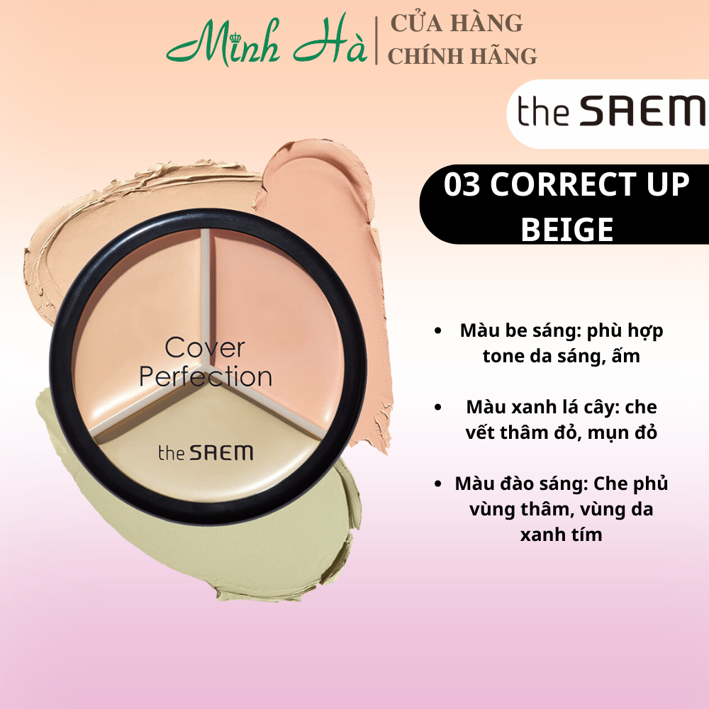 Che khuyết điểm triệt sắc The Saem Cover Triple Pot Concealer 4.5g hiệu ứng che phủ đa dạng