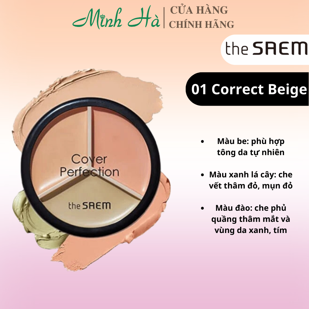 Che khuyết điểm triệt sắc The Saem Cover Triple Pot Concealer 4.5g hiệu ứng che phủ đa dạng