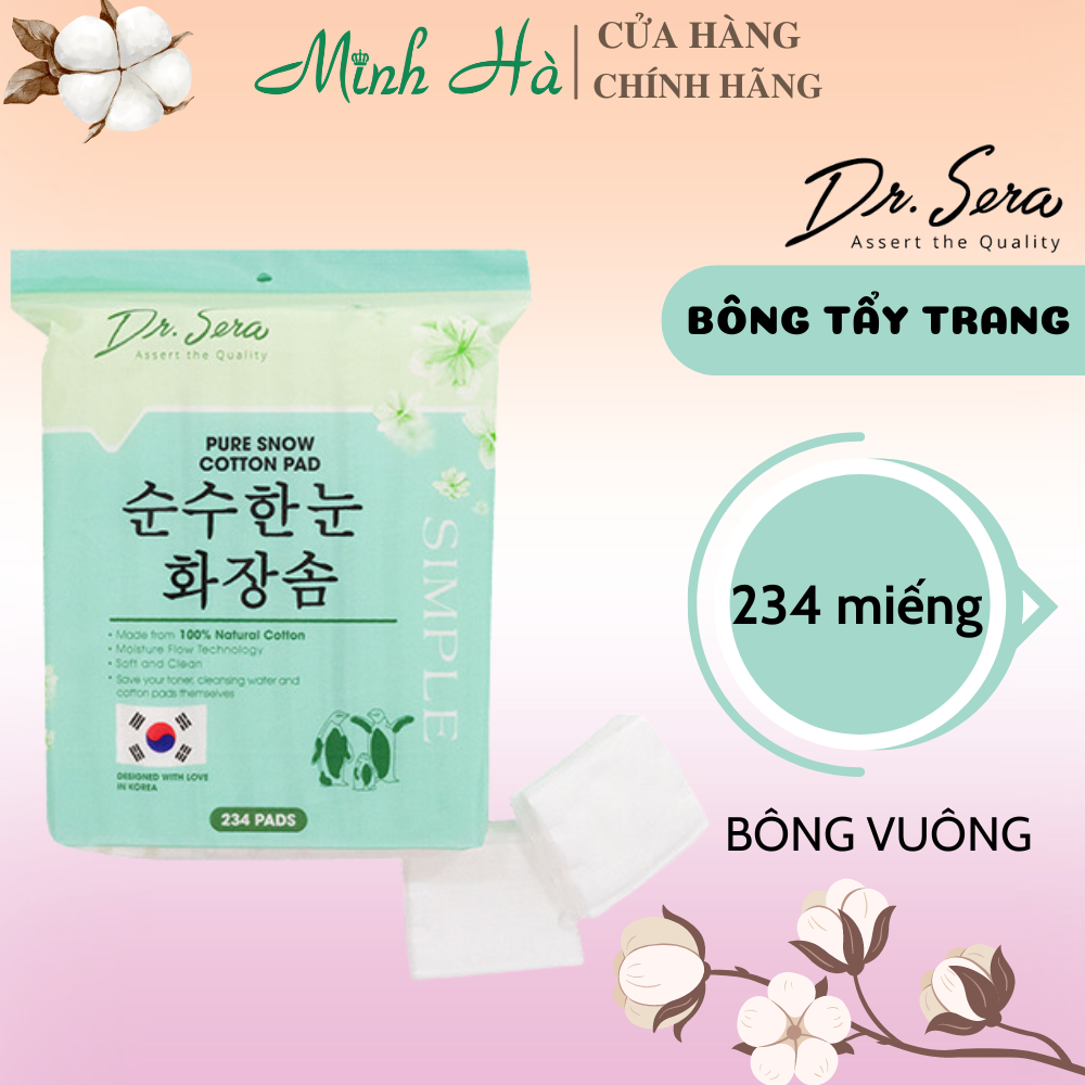 Bông tẩy trang Dr.Sera Pure Snow Cotton Pad 150/234 miếng làm sạch tuyệt vời mềm mịn