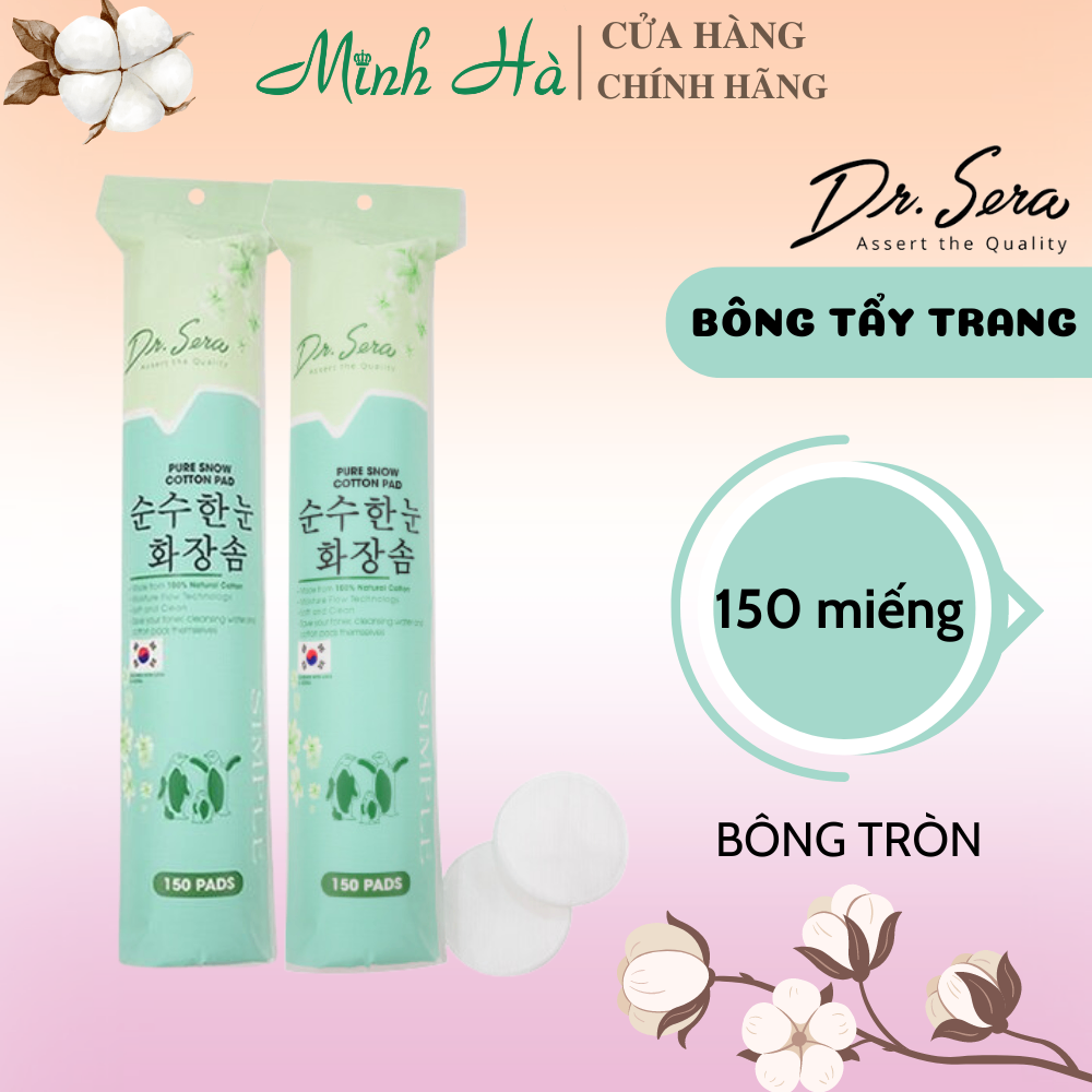 Bông tẩy trang Dr.Sera Pure Snow Cotton Pad 150/234 miếng làm sạch tuyệt vời mềm mịn