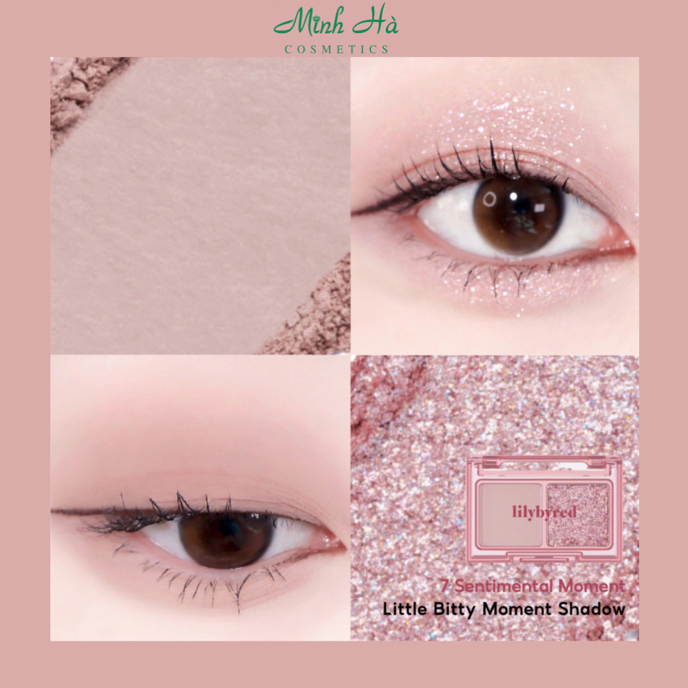 Phấn mắt 2 ô Lilybyred Little Bitty Moment Shadow 1.6g hạt phấn mềm mịn, dễ tán, có độ bám dính cao