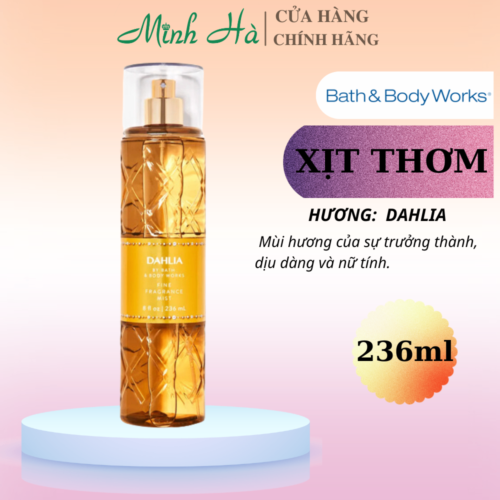 Xịt thơm Bath & Body Works 236ml với mùi hương ngọt ngào, mát dịu, nhẹ nhàng phù hợp cho mọi lứa tuổi