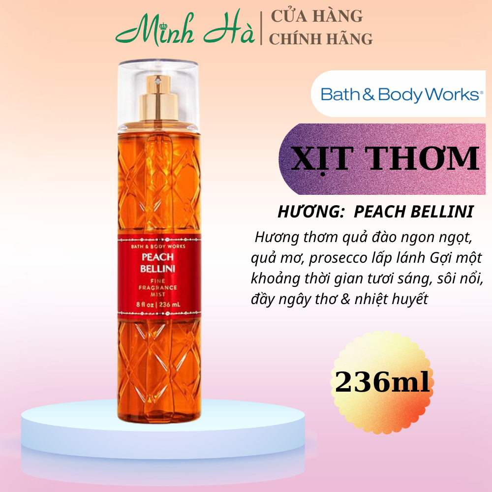 Xịt thơm Bath & Body Works 236ml với mùi hương ngọt ngào, mát dịu, nhẹ nhàng phù hợp cho mọi lứa tuổi