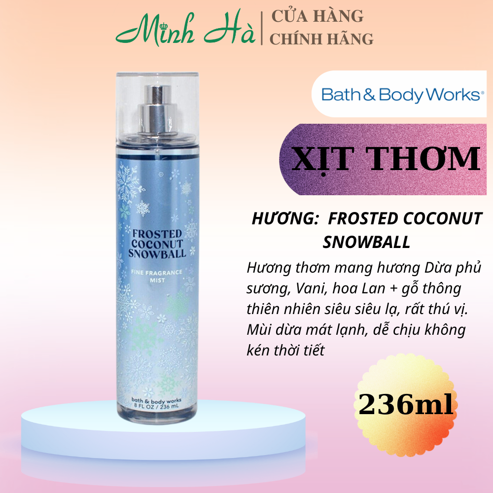 Xịt thơm Bath & Body Works 236ml với mùi hương ngọt ngào, mát dịu, nhẹ nhàng phù hợp cho mọi lứa tuổi