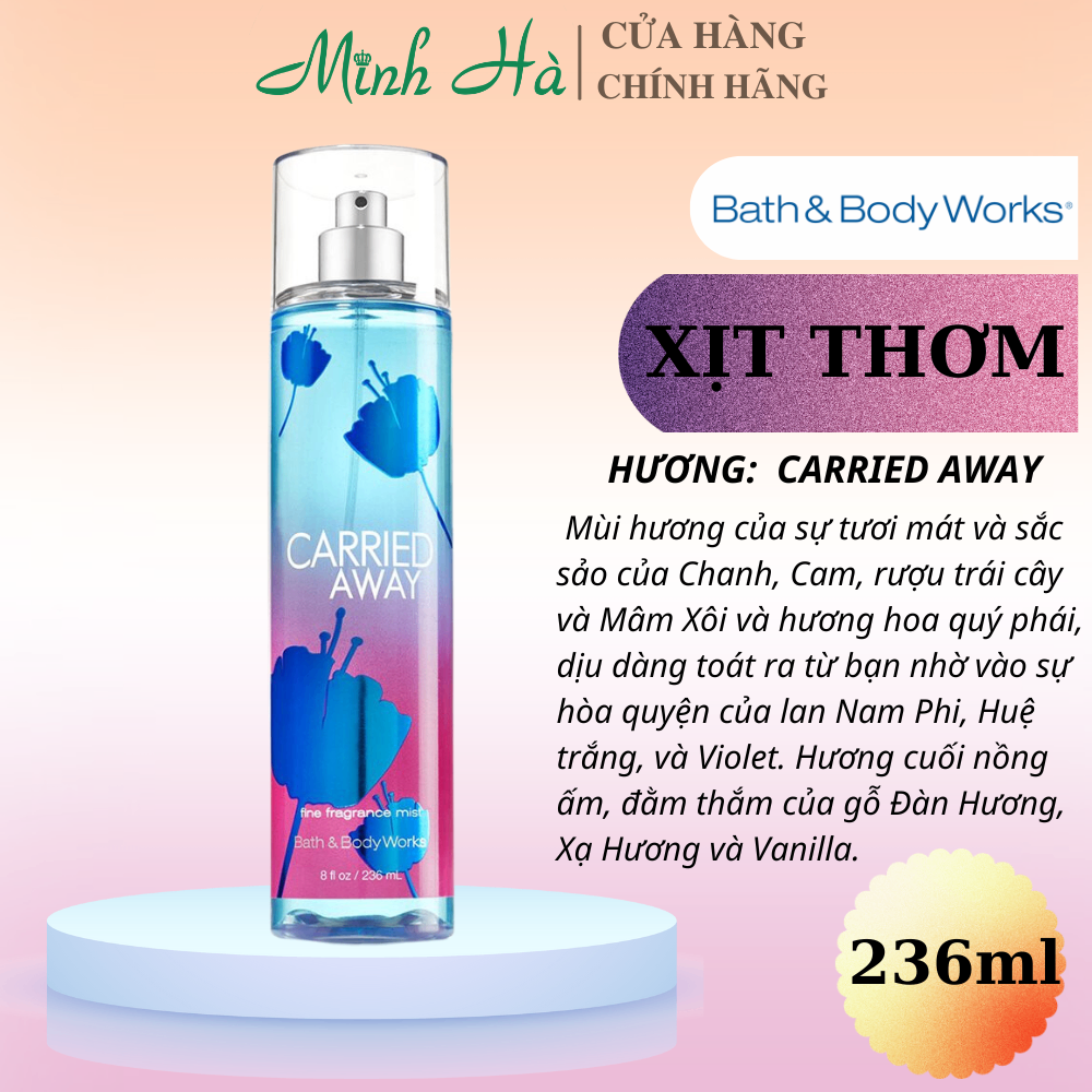Xịt thơm Bath & Body Works 236ml với mùi hương ngọt ngào, mát dịu, nhẹ nhàng phù hợp cho mọi lứa tuổi