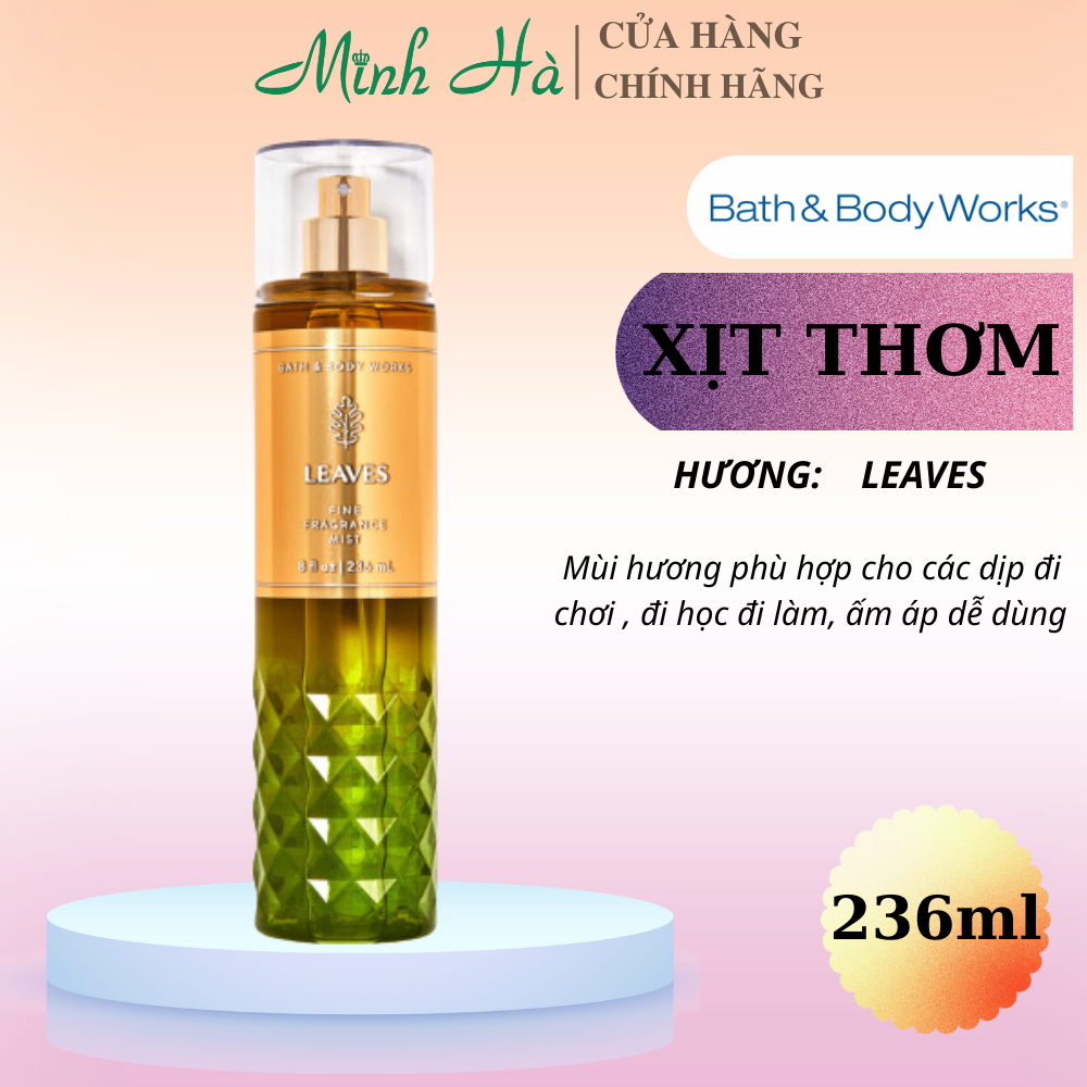 Xịt thơm Bath & Body Works 236ml với mùi hương ngọt ngào, mát dịu, nhẹ nhàng phù hợp cho mọi lứa tuổi