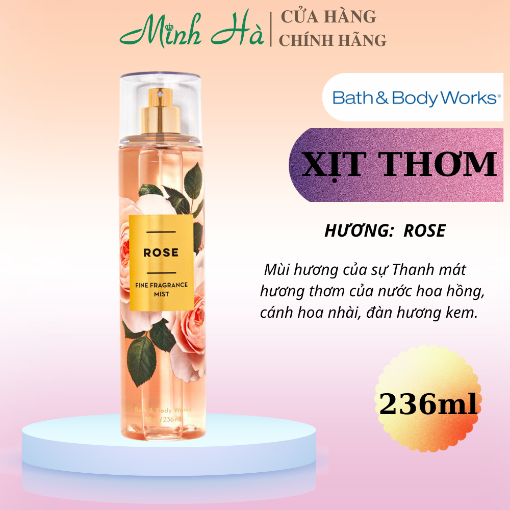 Xịt thơm Bath & Body Works 236ml với mùi hương ngọt ngào, mát dịu, nhẹ nhàng phù hợp cho mọi lứa tuổi