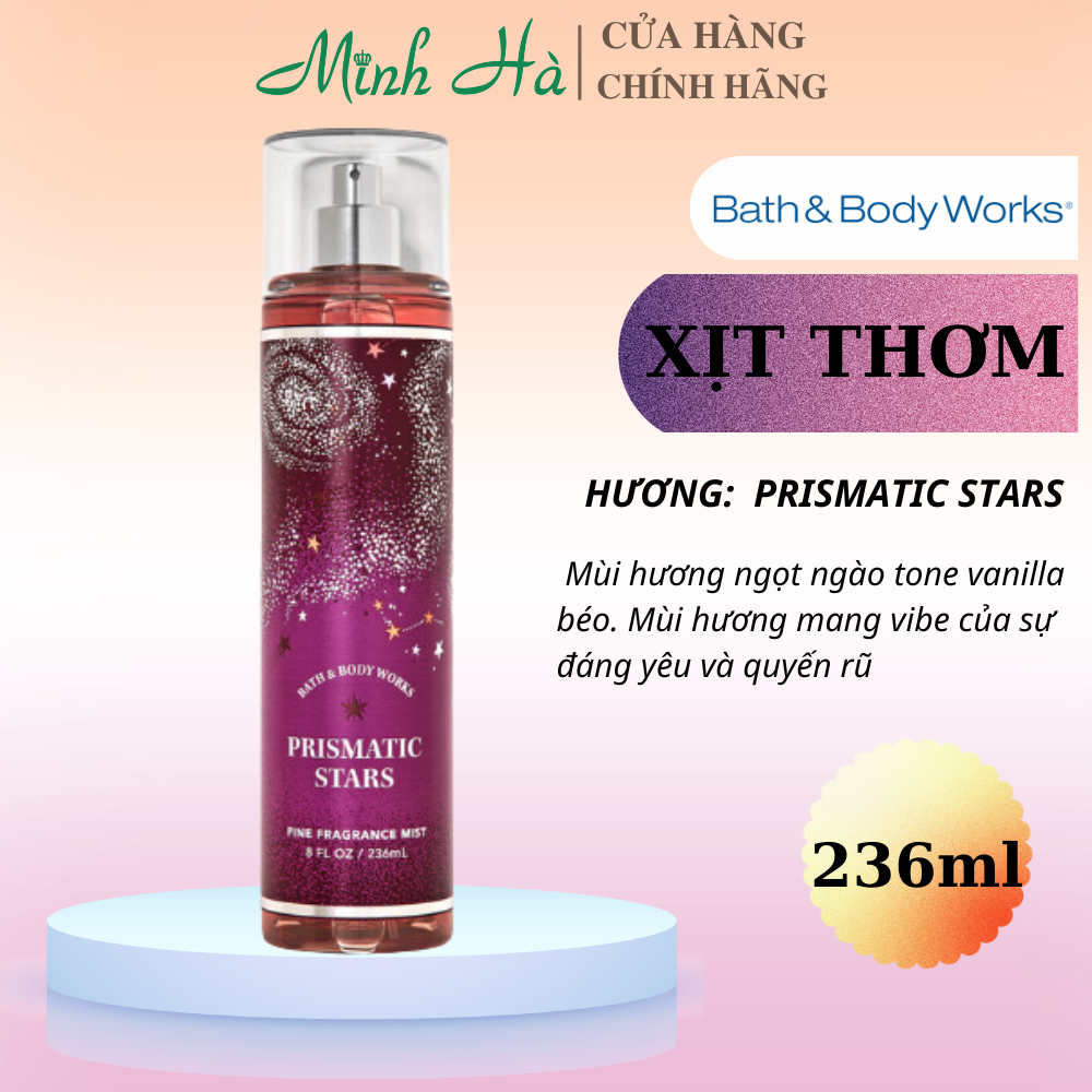 Xịt thơm Bath & Body Works 236ml với mùi hương ngọt ngào, mát dịu, nhẹ nhàng phù hợp cho mọi lứa tuổi