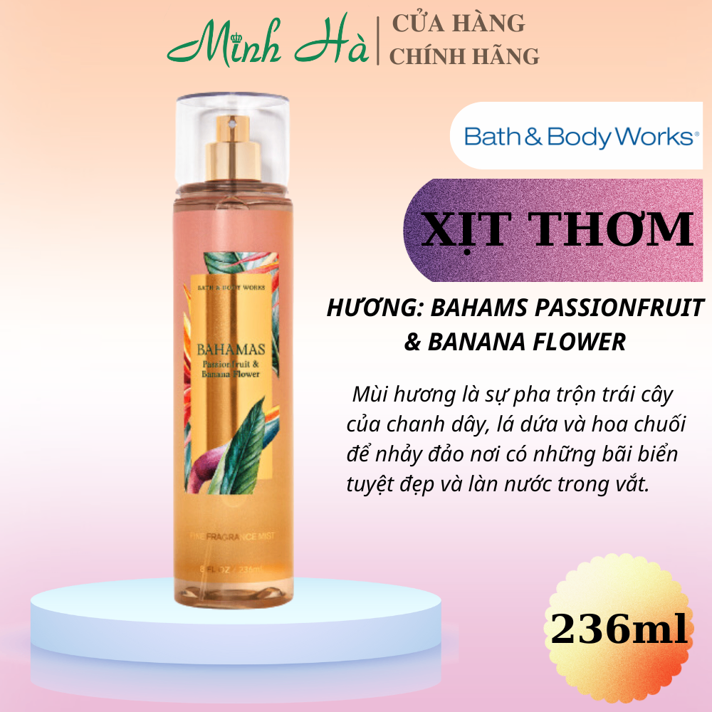 Xịt thơm Bath & Body Works 236ml với mùi hương ngọt ngào, mát dịu, nhẹ nhàng phù hợp cho mọi lứa tuổi