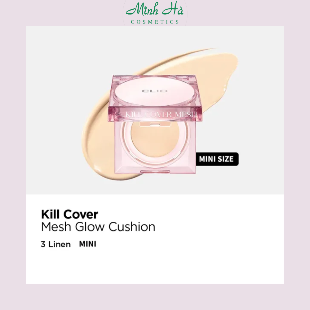 Phấn nước Clio Kill Cover Mesh Glow Cushion SPF50+ / PA++++ (Mini) 5g tạo hiệu ứng căng bóng