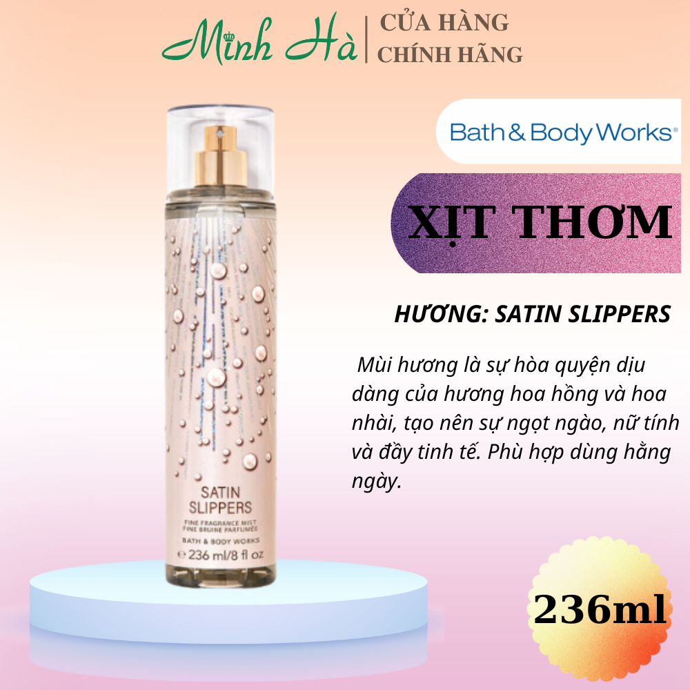 Xịt thơm Bath & Body Works 236ml với mùi hương ngọt ngào, mát dịu, nhẹ nhàng phù hợp cho mọi lứa tuổi