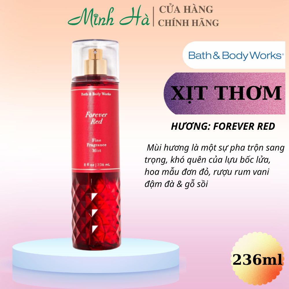 Xịt thơm Bath & Body Works 236ml với mùi hương ngọt ngào, mát dịu, nhẹ nhàng phù hợp cho mọi lứa tuổi