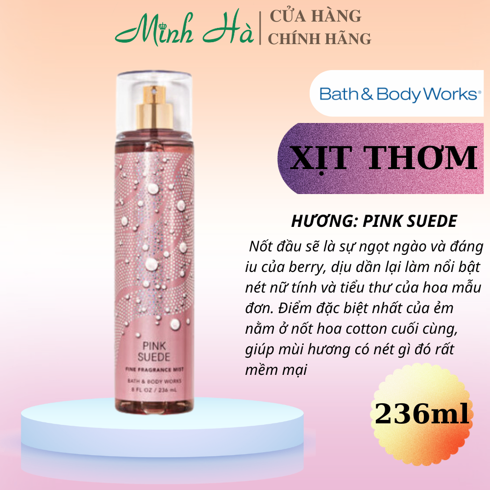 Xịt thơm Bath & Body Works 236ml với mùi hương ngọt ngào, mát dịu, nhẹ nhàng phù hợp cho mọi lứa tuổi