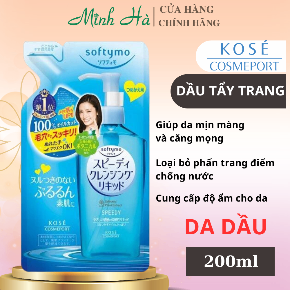 Dầu tẩy trang Kose Softymo 230ml làm sạch các lớp trang điểm cứng đầu