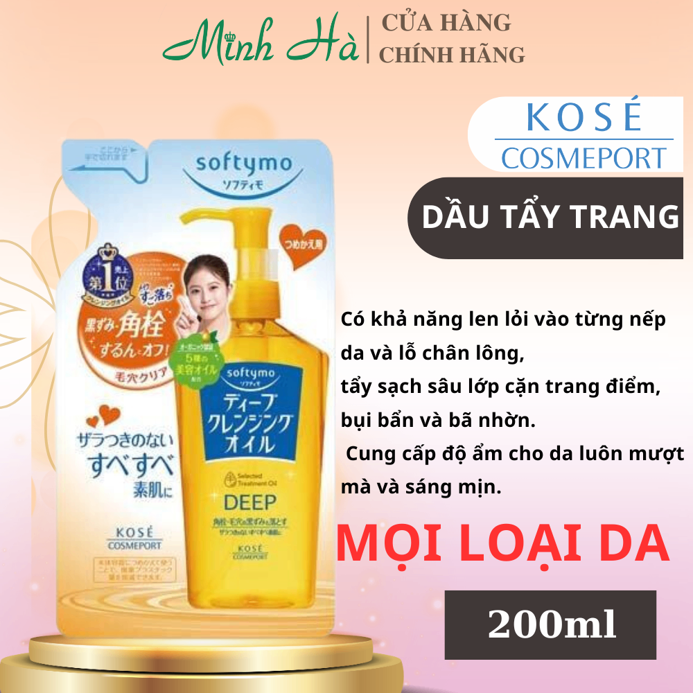 Dầu tẩy trang Kose Softymo 230ml làm sạch các lớp trang điểm cứng đầu