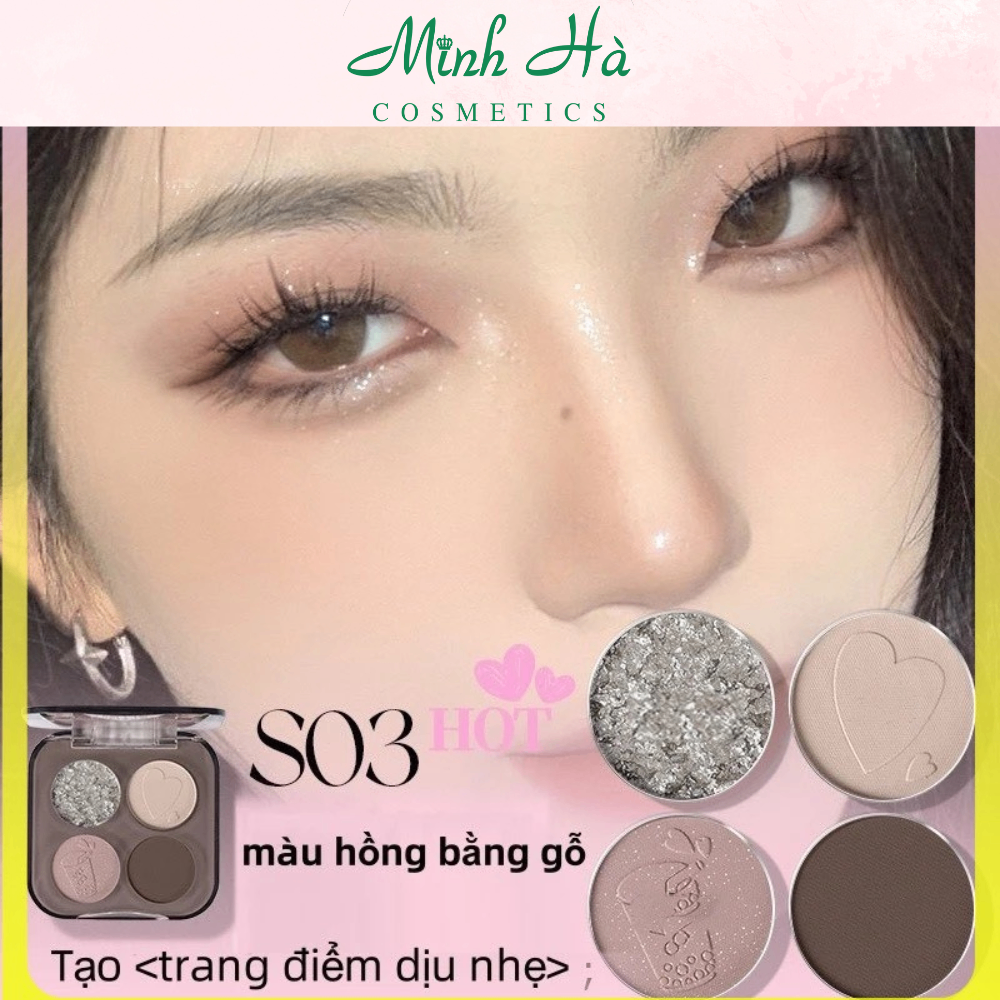 Phấn mắt 4 màu ánh nhũ Veecci 5.2g tạo hiệu ứng lấp lánh nhũ lì