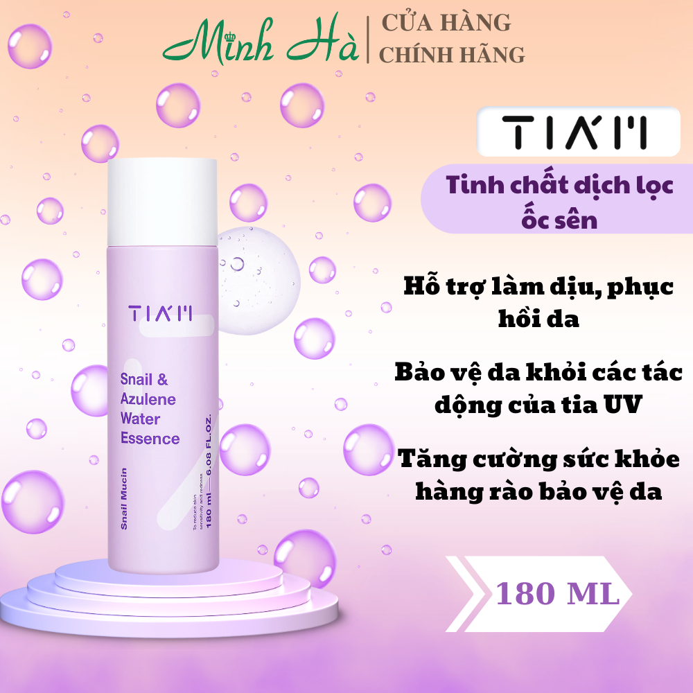 Tinh chất dịch lọc ốc sên Tiam Snail & Azulene Water Essence 180ml phục hồi làn da yếu dịu da hiệu quả