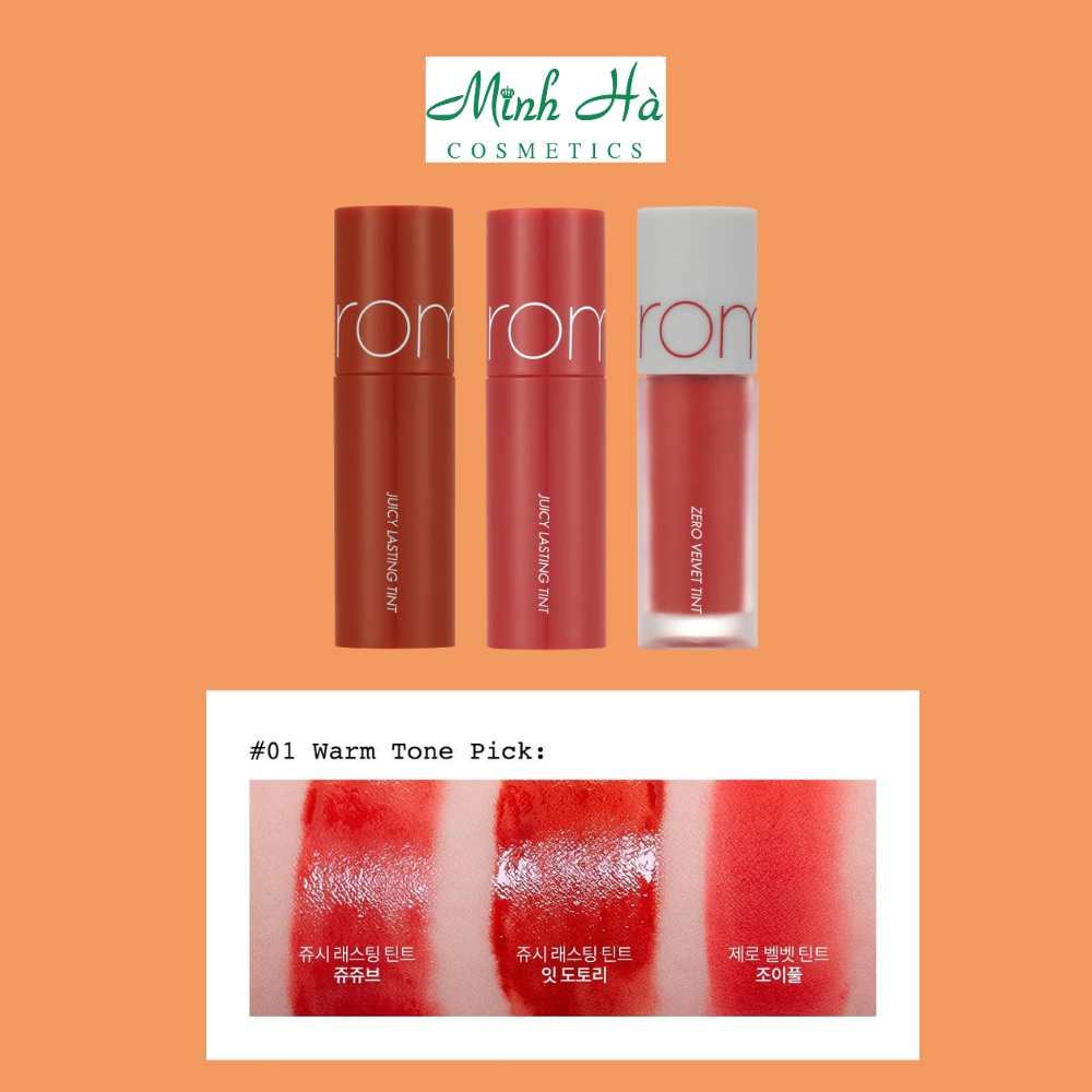 Set 3 son minisize tint lì Romand Tint Edition 3g lên màu chuẩn lên trôi