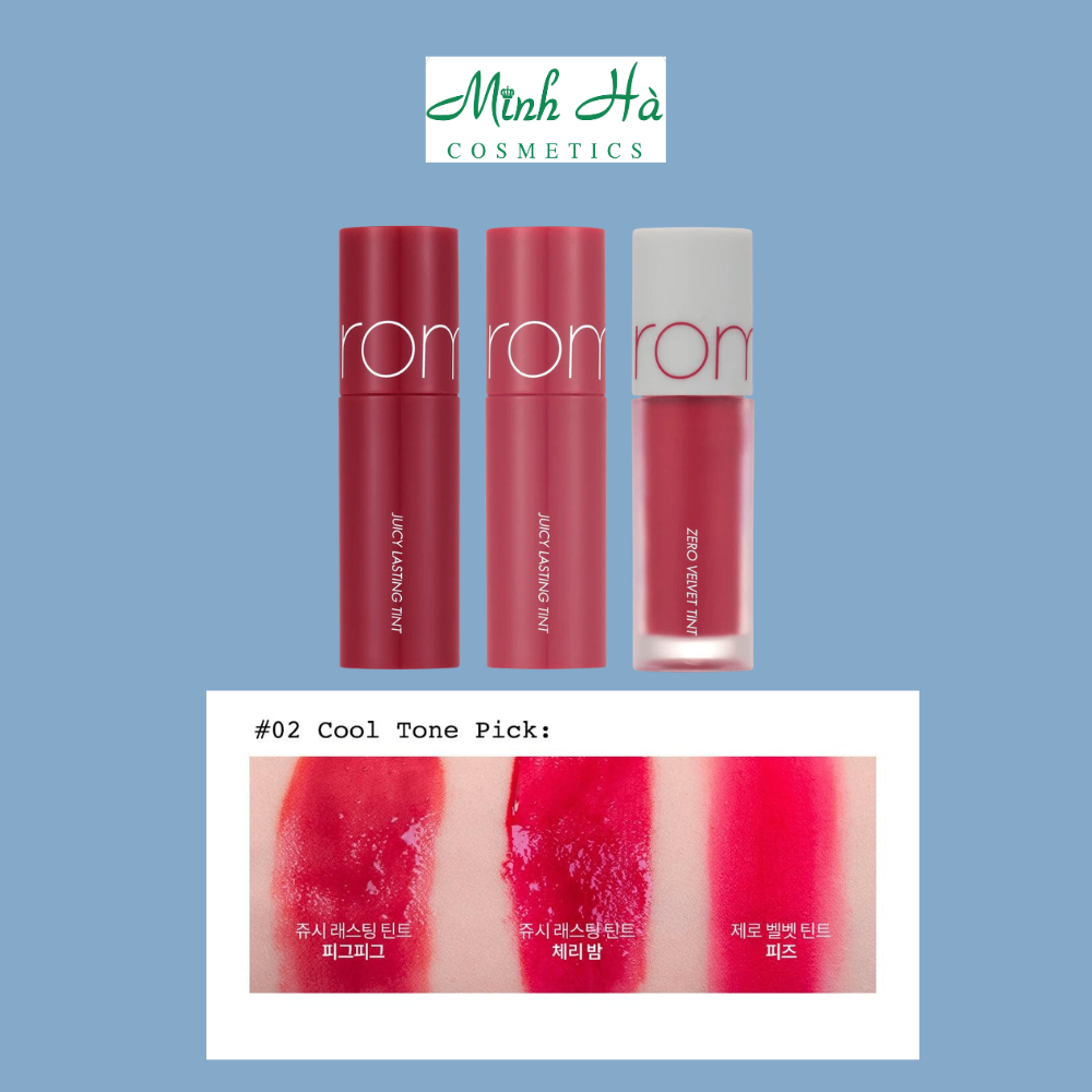 Set 3 son minisize tint lì Romand Tint Edition 3g lên màu chuẩn lên trôi