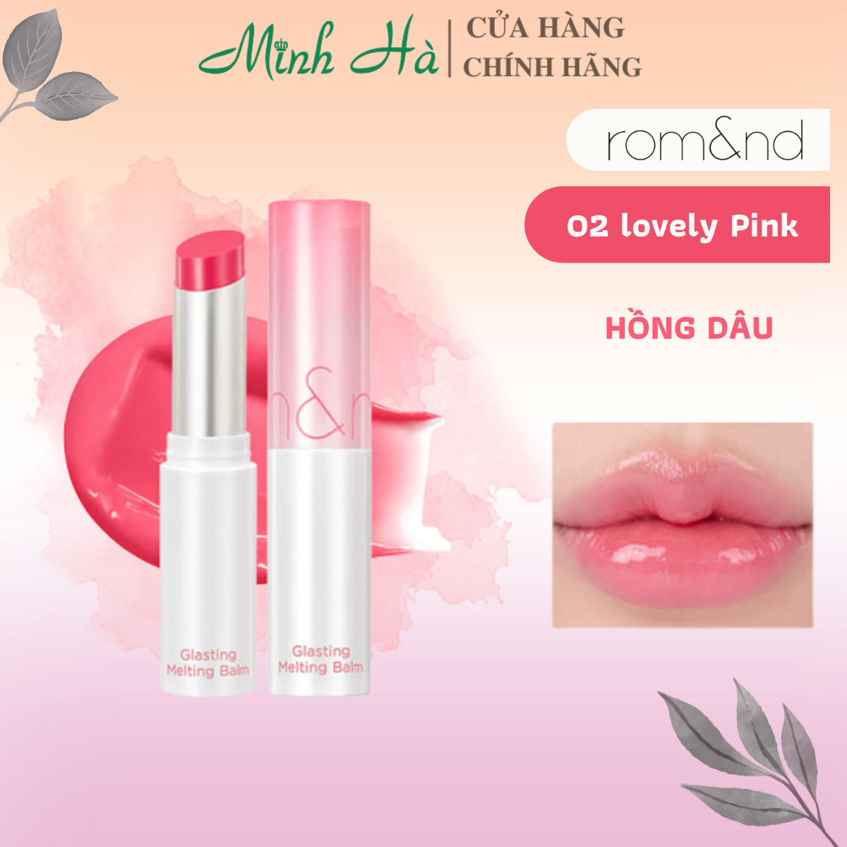 Son dưỡng có màu Romand Glasting Melting Balm 3.5g cấp ẩm lên màu tự nhiên