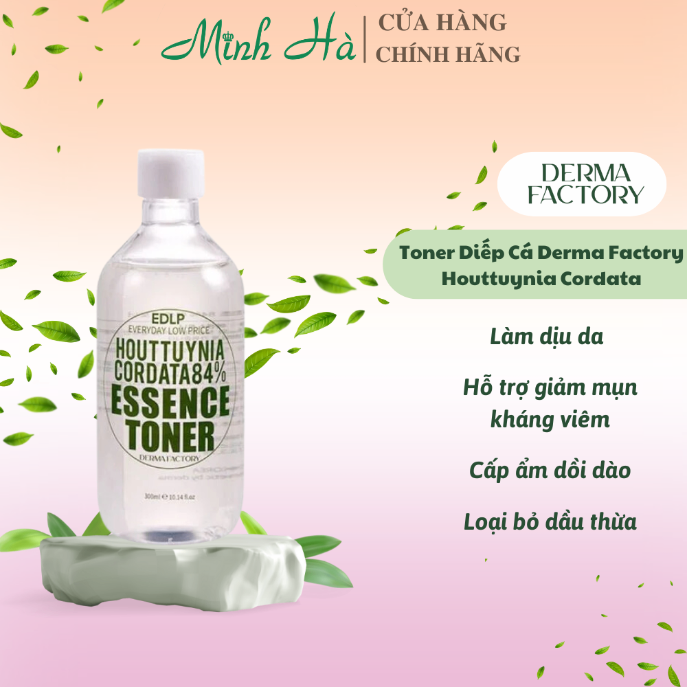 Toner diếp cá Derma Factory Houttuynia Cordata 300ml dưỡng ẩm làm dịu da