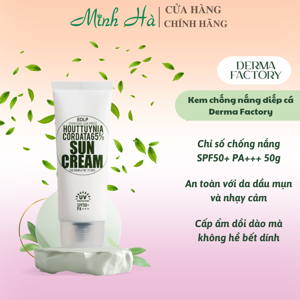 Kem chống nắng diếp cá Derma Factory SPF50+ PA+++ 50g cấp ẩm bảo vệ da