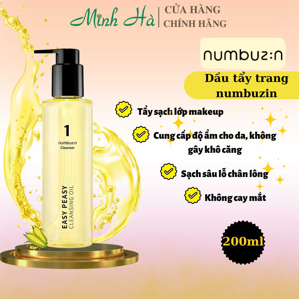 Dầu tẩy trang Numbuzin No.1 Easy Peasy Cleansing Oil 200ml làm sạch bụi bẩn loại bỏ bã nhờn