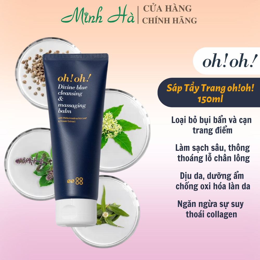 Sáp tẩy trang Oh!oh! Divine Blue Cleansing & Massaging Balm 30/150ml nhẹ nhàng loại bỏ lớp makeup, bụi bẩn và tạp chất