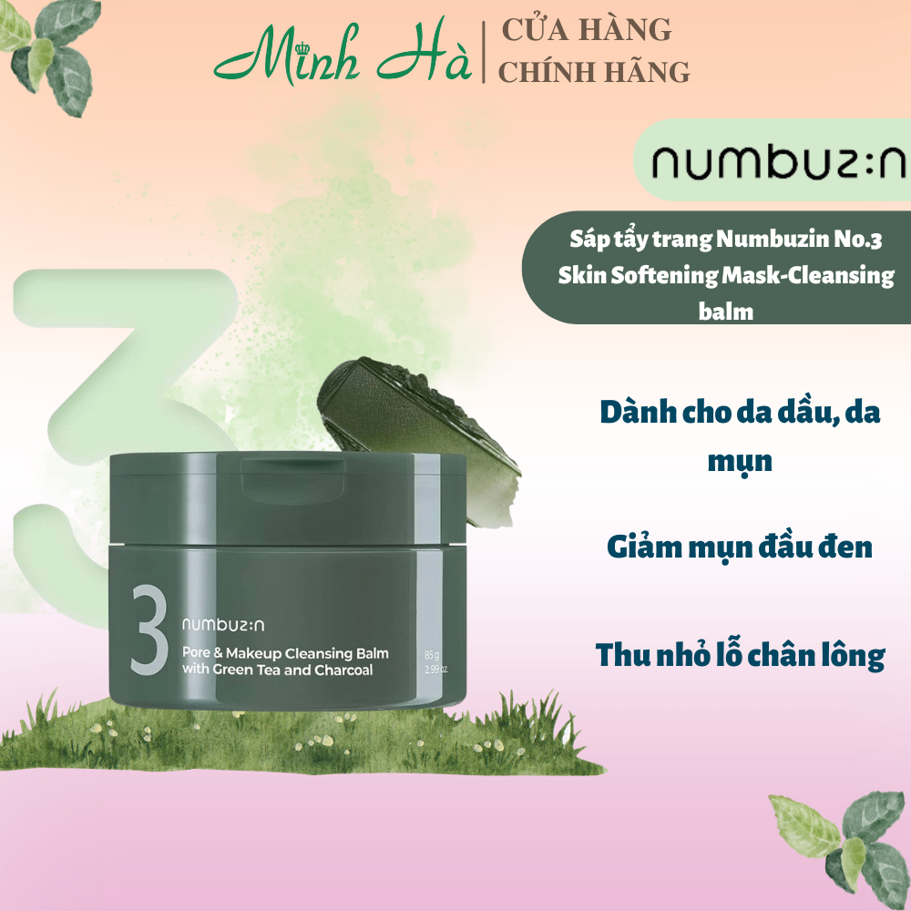 Sáp tẩy trang Numbuzin No.3 Skin Softening Mask - Cleansing Balm 85g thông thoáng lỗ chân lông và thải độc sâu