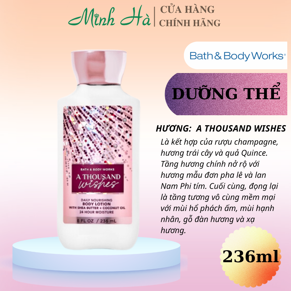 Sữa dưỡng thể Bath & Body Works 236ml đa dạng mùi hương, dưỡng ẩm cho da