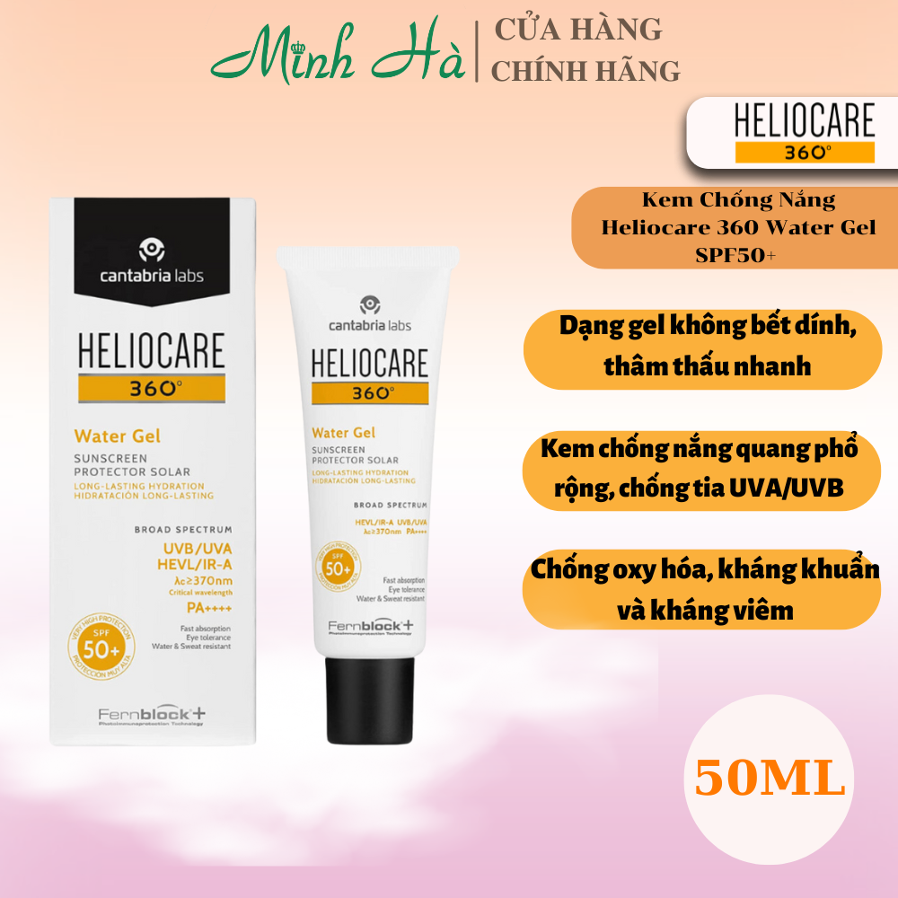 Kem chống nắng Heliocare 360 Water Gel SPF50+ 50ml cấp ẩm bảo vệ da hiệu quả