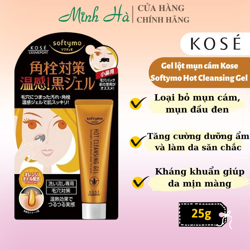 Gel lột mụn cám Kose Softymo Hot Cleansing Gel 25g giảm mụn cám và mụn đầu đen khôi phục lại độ ẩm tự nhiên