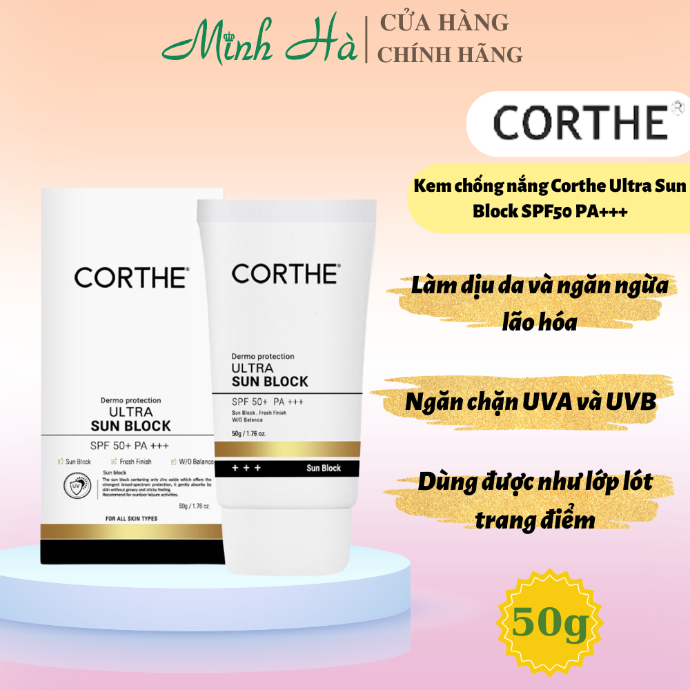 Kem chống nắng Corthe Ultra Sun Block SPF50 PA+++ 50g làm dịu bảo vệ da hiệu quả